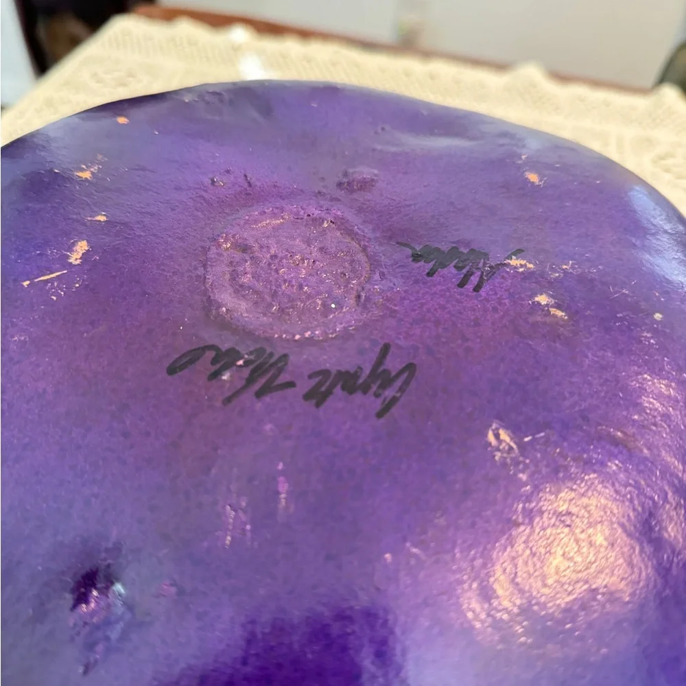 Handmade Gourd Art Bowl/Vase Purple Black Tabletop Decor